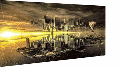 MagicCanvasArt Abstrakt Stadt Kunst USA City Bilder - Hochwertiger Kunstdruck