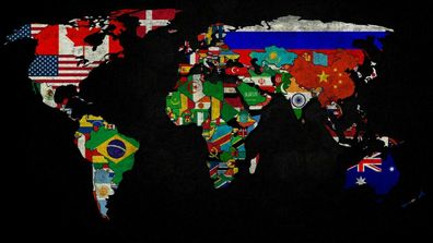 MagicCanvasArt Weltkarte Länderkarte kontinent Bilder - Hochwertiger Kunstdruck