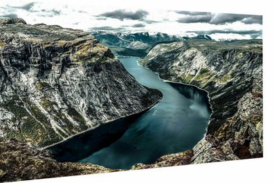 Leinwand Bilder Wandbilder Landschaft Norwegen Berge - Hochwertiger Kunstdruck