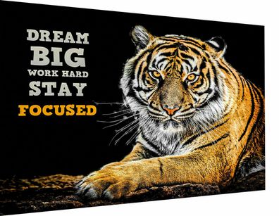 Leinwand Wandbilder Motivation Tiger Focus Erfolg - Hochwertiger Kunstdruck