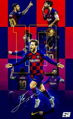 Leinwand Bilder Wandbilder Sport Fußball Messi Barca - Hochwertiger Kunstdruck