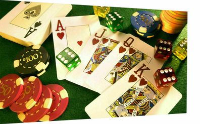 Leinwand Bilder Poker Casino Glück Spiel ASS Karten - Hochwertiger Kunstdruck