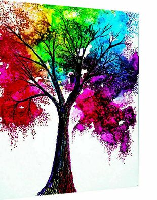Leinwand Bilder Wandbilder Kunst Farb Baum Abstrakt - Hochwertiger Kunstdruck