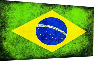 Leinwand Bilder National Flage Brasilien Wandbilder - Hochwertiger Kunstdruck