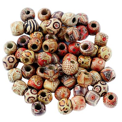 100 Stéck große Loch Holzperlen fér Makramee Schmuck Charms Crafts Making 12MM