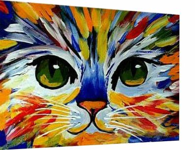Leinwand Katze Abstrakt Tiere Kunst Bilder Wandbilder - Hochwertiger Kunstdruck