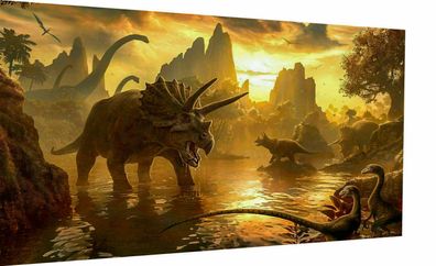 Leinwand Dinosaurier Kreidezeit Bilder Wandbilder - Hochwertiger Kunstdruck