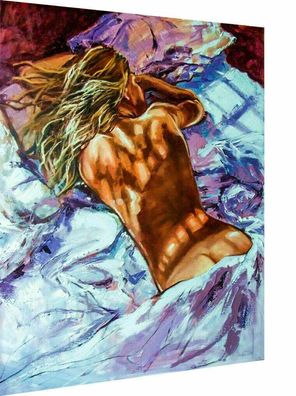 Leinwand Erotik Abstrakt Bett Kunst Wandbilder - Hochwertiger Kunstdruck XXL