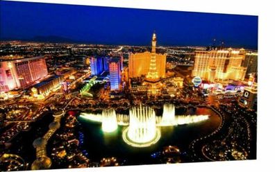 Leinwand Skyline Las Vegas USA Bilder Wandbilder -Hochwertiger Kunstdruck XXL