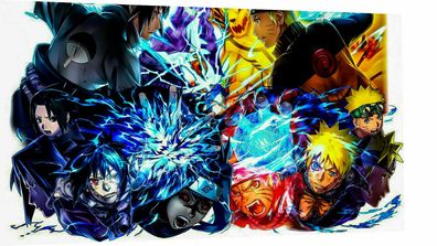 Naruto Anime Sasuke Leinwand Bilder Wandbilder - Hochwertiger Kunstdruck (Gr. Mittel)