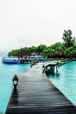 MagicCanvasArt Traumurlaub Reisen Malediven Bilder - Hochwertiger Kunstdruck
