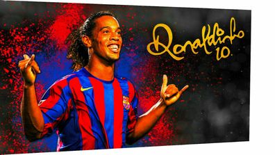 Leinwand Fußball Sport Ronaldinho Bilder Wandbilder - Hochwertiger Kunstdruck