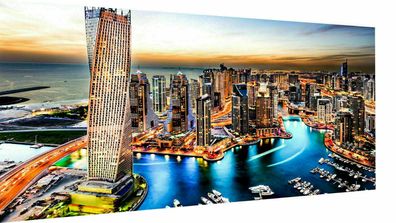 Leinwand Bilder Skyline City Dubai VAE Wandbilder - Hochwertiger Kunstdruck