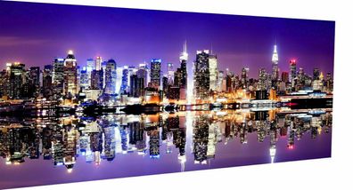 Leinwand Bilder Skyline City Lichter Wandbilder - Hochwertiger Kunstdruck