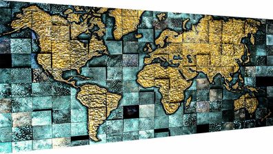 Leinwand Bilder Wandbilder Weltkarte Geografie World - Hochwertiger Kunstdruck