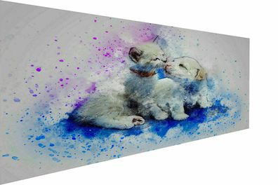 Leinwand Bilder Abstrakt Tiere Hund Katze Wandbilder - Hochwertiger Kunstdruck