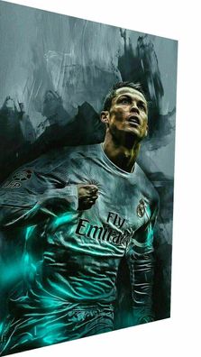 Cristiano Ronaldo CR7 Fußball Gemalt Leinwand Wandbilder-Hochwertiger Kunstdruck