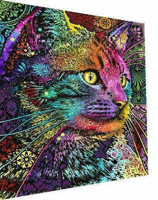 Leinwand Abstrakte Katze Tiere Kunst Bilder Wandbilder -Hochwertiger Kunstdruck