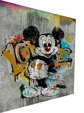 Leinwand Pop Art Micky Maus Love Bilder Wandbilder - Hochwertiger Kunstdruck