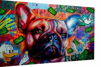 Abstrakt Hund Bulldoge Leinwand Bilder Wandbilder - Hochwertiger Kunstdruck