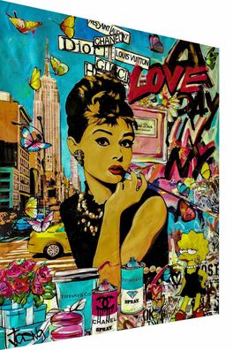 Pop Art Audrey Hepburn Leinwand Bilder Wandbilder - Hochwertiger Kunstdruck