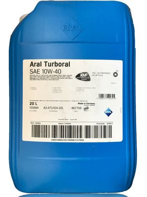 Aral Turboral 10W-40 20 Liter Eimer MB-Freigabe 228.3 / 229.1 , MAN M 3275-1