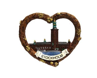 Stockholm Schweden Poly Magnet Rathaus Stadthus Souvenir Herzform