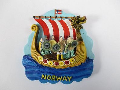 Norwegen Wikinger Schiff Poly Magnet, Norway Skandinavien, Neu