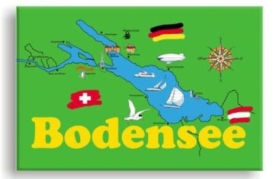 Bodensee Foto Magnet Souvenir Germany Schweiz Österreich Seeumriß