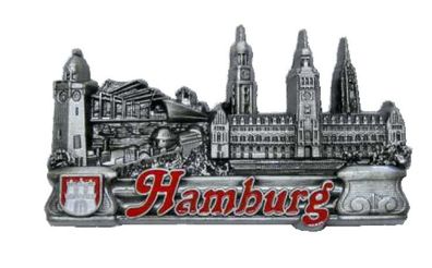 Hamburg Magnet Metall Collage Rathaus Landungsbrücken Germany