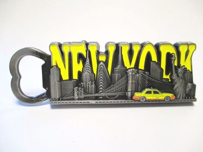 New York Magnet Flaschenöffner Metall Opener Schrift Souvenir USA