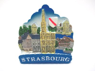 Straßburg Magnet Poly Glanzlack Souvenir Frankreich Strassbourg