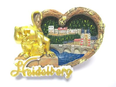Heidelberg Neckar Magnet Poly Souvenir Germany Burg Herz Neu
