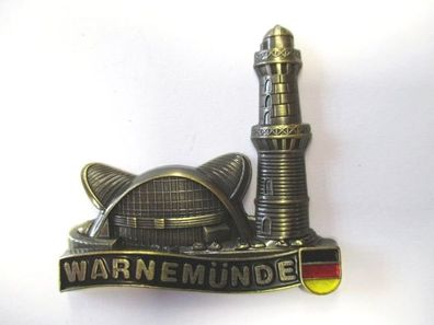 Warnemünde Leuchtturm Magnet Metall 5 cm , Souvenir Germany, Deutschland, Neu