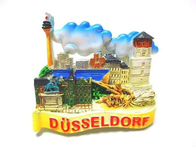 Düsseldorf Magnet Stadtansicht Wolken Polyresin Souvenir Germany