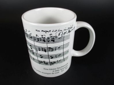 Mozart Kaffeetasse weiß Kleine Nachtmusik Noten Becher, Souvenir Tasse,300 ml.