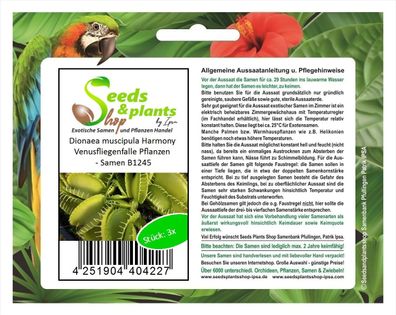 3x Dionaea muscipula Harmony Venusfliegenfalle Pflanzen - Samen B1245