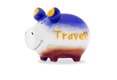 Travel Urlaub Sparschwein Spardose 12 cm Motiv Money Kleinschwein Keramik