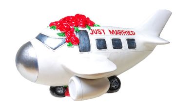 Spardose Hochzeit Flugzeug just Married Sparschwein 19 cm money bank