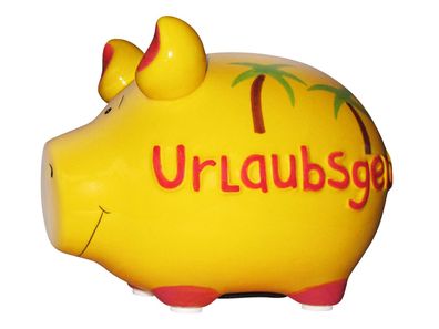 Urlaubsgeld Sparschwein Spardose 12 cm Motiv Money Kleinschwein Keramik