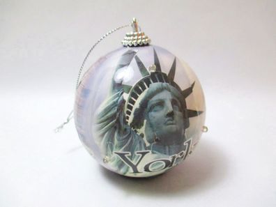 New York Christbaum Kugel mit Licht !! Schmuck Anhänger Weihnachten Christmas