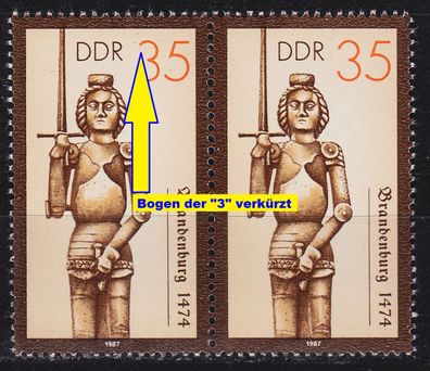 Germany DDR [1987] MiNr 3065 2er F13 ( * * / mnh ) Plattenfehler