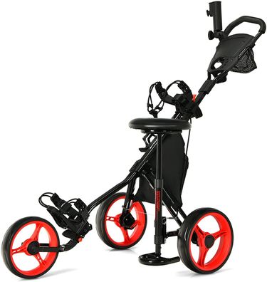 Golf Trolley, 3 Rad Golftrolley, Golfwagen Golf klappbar, Golfcaddy Golf Push Cart