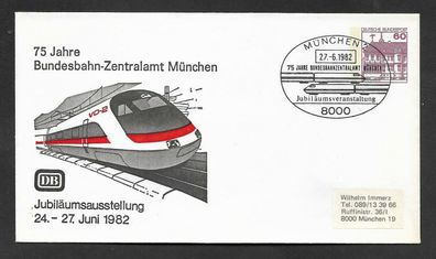 Ganzsache BRD 75 Jahre Bundesbahn Zentralamt München 27.6.1982 PU