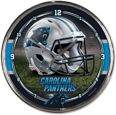 NFL Carolina Panthers Wanduhr Wall Clock Chrome Uhr Football