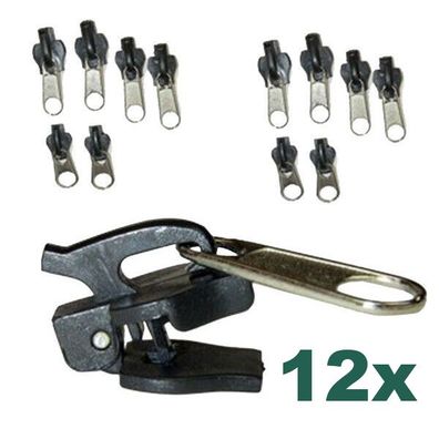 12X Universal Reißverschluss Reparatur Set Zipper Schieber Repair Ersatz Head + De