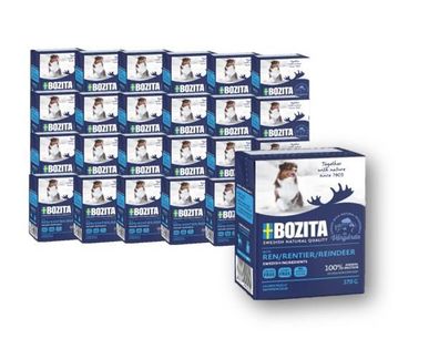 BOZITA ¦ Häppchen in Gelee - Rentier - 12 x 370g ¦ nasses Hundefutter im Tetrapack