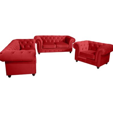 Sofa 2,5-Sitzer Kathe Bezug Samtvelours Nussbaum/ rot 22490