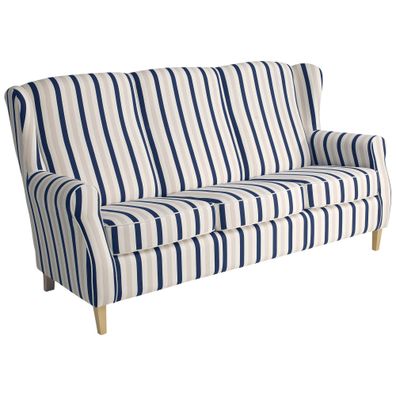 Sofa 3-Sitzer Karlen Bezug Flachgewebe Buche/ blau 22076