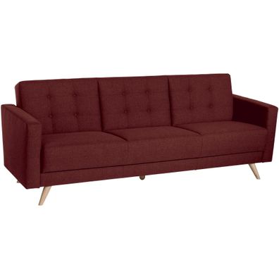 Sofa 3-Sitzer mit Bettfunktion Karisa Buche/ rot 21926